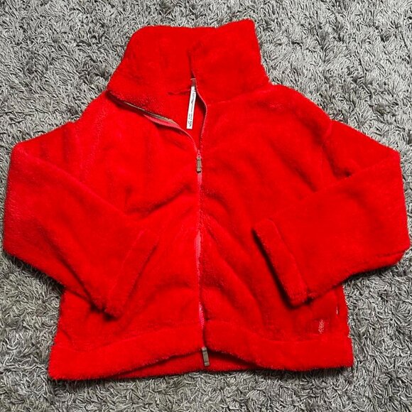 Free People Jackets & Blazers - Free People Movement Red Fleece Oversized Zip Up Jacket Size L